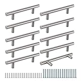 AIMEKE 10 Stück Möbelgriffe 128mm Lochabstand Schrankgriffe Silber Türgriffe Küche Schrankgriffe Edelstahl Küchengriffe Gebürstet Schubladengriffe T Stangengriff