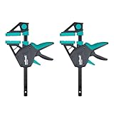 wolfcraft 2 Einhandzwingen PRO ERGO - Spannkraft 150 kg -Die komfortable Zwinge für den Allroundeinsatz - 150 mm Spannweite - Made in Europe - 8675060