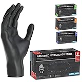 ARNOMED Einweghandschuhe Schwarz 200 Stück/Box, Einmalhandschuhe S, Nitrilhandschuhe puderfrei, Handschuhe Einweg latexfrei, Gummihandschuhe Einweg, Handschuhe Nitril, Einmalhandschuhe S, M, L & XL