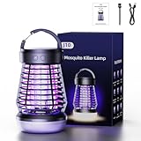 Auauraintt Insektenvernichter Elektrisch, Mückenfalle mit LED Lampe 4200V 15W IPX4 wasserdichte, USB Elektrischer Elektrisch Fliegenfalle, für Schlafzimmer Camping Garten Innen und Aussen Mückenlampe