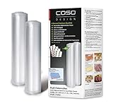 CASO Profi- Folienrollen 30x600 cm/2 Rollen, für alle Vakuumierer, BPA-frei, sehr stark & reißfest ca.150µm, aromadicht, kochfest, Sous Vide, wiederverwendbar, inkl. Food Manager Sticker, Transparent