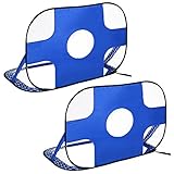 HOMCOM Fußballtore, Pop Up Tor, Tragbares Fußballnetz, 2er Set Minitore, mobil mit Tragetasche, Faltbar, Blau, 123 x 80 x 80 cm