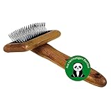 BAMBOO GROOM Slicker Brush Größe S I Tierhaarbürste für jedes Fell I Unterfellbürste I Hundebürste mit abgewinkelten Edelstahlpins I Bürsten zur Fellpflege aus Bambus I Bürste für Katze & Hund