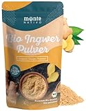 Bio Ingwerpulver (500g) von Monte Nativo | Ingwer aus Indien, abgefüllt in Deutschland | Ayurveda | Ingwerwurzel, fein gemahlen und sorgfältig getrocknet | Für Ingwer Tee, Curry oder Ingwer shot