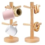 harupink 2 Stück Brezelständer Holz, Höhe 32cm Brezelhalter 6-armig, Natürliche Glatt Gratfrei, Vielseitig als Brezenständer, Wurstständer, Tassenständer, Perfekt für Partys und Küche(Holzfarbe)
