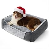 Bedsure Hundebett grosse Hunde – 89x63x17cm Hundesofa für grosse Hunde waschbar, Hundekorb mit abnehmbarer waschbarer Bezug, Hundecouch mit rutschfester Unterseite, kuschelweiches Hundebett groß, Grau