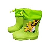Hixingo Gummistiefel Kinder Unisex Rutschfest, Karikatur Regenstiefel Regenschuhe Jungen Leicht, Niedlich Gummistiefel Mädchen, Halbhohe Regenstiefel Wasserdicht (Grün,29)