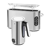 WMF Set 2-teilig Lumero Toaster 2 Scheiben Langschlitz mit Brötchenaufsatz und Lumero Wasserkocher mit Temperatureinstellung 1,6l, elektrischer Wasserkocher Edelstahl-Kalkfilter, 3000W, edelstahl matt