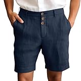 Herren Kurze Leinenhose Bermuda Shorts Sommer Waist Loose Fit Beach Shorts Bequeme Atmungsaktiv Sportshorts Mit Taschen Workout Shorts Leicht Tennishose Lockere Basketball Shorts
