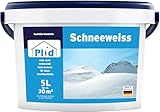 Plid® Schneeweiß Wandfarbe Weiß 5L für ca. 30 m² [HOHE DECKKRAFT] - Weiße Wandfarbe Polarweiß geruchsarm - Farbe Wand - Innenfarbe Wall Paint White - ausbessern weiß - Diffusionsfähig