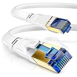 CSL - 10m CAT 8 Netzwerkkabel Flach und Dünn - Lan Kabel für 40 Gigabit High Speed, Internetkabel, Flachbandkabel, Verlegekabel - 40 Gbps Cat.8 RJ45 Kabel für Switch Router Modem PC, 10 Meter Weiss