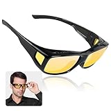 Polarisierte Nachtfahrbrille für Brillenträger Herren Damen, Überzieh Nachtsichtbrille für Autofahrer，Polarisierende Gläser Gelb, Scheinwerfer Brille für Autofahren Radfahren Bergsteigen Outdoor