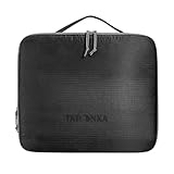 Tatonka Packwürfel SQZY Compression Pouch L (7L / 10L) - Ultraleichte und platzsparende Packtasche mit Reißverschluss - durchsichtig, komprimierbar und PFC-frei - 29 x 25 x 10 cm (schwarz)