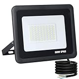 Mille Lucciole 50W LED Strahler Außen,5000LM Superhell Außenstrahler IP65 Wasserdicht Fluter 6500K Kaltweiß Scheinwerfer,LED Strahler für Hinterhof,Garage,Flur,Garten,Keine Bewegungsmelder【Schwarz】