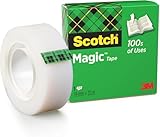 Scotch Magic Tape - 1 Rolle, 19 mm x 33 m - Unsichtbares Klebeband für allgemeine Zwecke zur Reparatur, Etikettierung und Versiegelung von Dokumenten