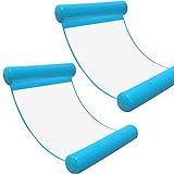 [2Stück] Wasserhängematte Luftmatratze aufblasbare Schwimmende Wasser Bett Strandmatte Floating Lounge Stuhl (Hellblau*2)