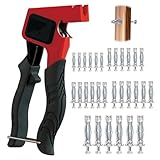 Montagezang für Hohlraumdübel Set, Hohlraumdübel Metal, Hohlraumdübel Zange, mit 30Pcs M4, M5, M6 Hohlraum Metalldübel mit Schrauben, Montage Set Hohlraumbefestigung, für Hohlwänden, Gipskarton