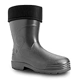 DEMAR leichte Eva Gummistiefel Thermostiefel gefüttert Farmer (42, schwarz)
