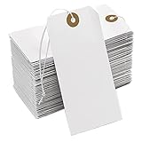 Qusedwey GroßE PapieranhäNger mit VerstäRkungsloch und Befestigter Schnur, 200 StüCk PapieranhäNger zum AufhäNgen mit Elastischem Seil