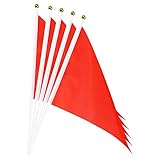 sourcing map 20 Stück Flaggenstock Handgehaltene Kleine Mini DIY Flagge 8.2 Zoll x 5.5 Zoll Dreieck Rot für Festivals Veranstaltungen Feiern