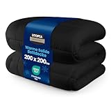Utopia Bedding Bettdecke 200 x 200 cm, Ganzjahresdecke 370 GSM Füllung, atmungsaktive Schlafdecke, Steppdecke, Super Weiche Kuschelige (Schwarz)