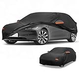 Partuto Autoabdeckung Wasserdicht Alle Wetter Automobil Außen Anti-UV Sonne Regen Schutz Voll Außenabdeckung für Tesla Model 3 Schwarz mit Reflektierenden Streifen