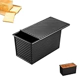 EVDZNA 450G Teig Brotbackform mit Deckel, Toastbrot Backwerkzeuge, Toastbrottopf, Brottopf mit Schiebetür, Brotform, mit Belüftungslöchern, Geeignet zum Backen von Brot, Kuchen und Gebäck, Schwarz