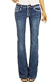 be Styled Damenjeans Medium Waist Bootcut Jeans Hose, Schlagjeans in Stretch Slim Fit Passform j16p 36/S dunkelblau