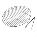 Edelstahl Grillrost rund mit Griff für 45 cm / 53 cm / 55 cm Durchmesser für Weber 7432 und 57 cm Holzkohle-Kugelgrills (53 cm)