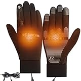 Hojalis Beheizbare Handschuhe, USB Beheizte Handschuhe Nicht-Slip, wasserdichte Touchscreen Handschuhe Beheizt, Beheizte Handschuhe, Beheizbare Handschuhe Herren Damen für Klettern, Radfahren