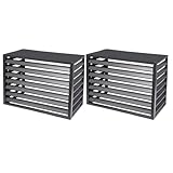 2er-Set Aluminium-Klimaanlagenabdeckungen für Außengeräte mit Lüftungsschlitzen, wetterbeständig und diebstahlsicher, dekorativer Schild für Haus und Terrasse