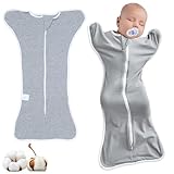 HBSFBH Pucksack Baby 0-3 Monate, Baby Wickeldecke, Atmungsaktives Pucktuch, Wickeltuch für Säuglinge, Baby mühelos pucken, Neugeborene Wickeltuch, Babyschlafsack Wickeltuch, Baby Swaddle Sack, Grau