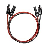 Profi-Verbindungskabel Verlängerungskabel (6mm²/4mm²), rote und schwarze Linien, Solarkabel inkl. montierter beidseitig Solarstecker (4mm²-1M)