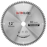 TCT30580T Saxton TCT Kreissägeblatt für Holz, 305 mm x 30 mm Bohrung x 80T für Bosch, Makita, Dewalt