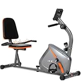 ISE Liegeergometer für Zuhause mit 8 verstellbaren Widerstandsstufen, Ergometer Heimtrainer mit Magnetbremse, Heimtrainer Fahrrad mit Pulssensoren und LCD-Display,Indoor Bike mit Rückenlehne SY-6802