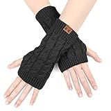 ECOMBOS Fingerlose Handschuhe Damen - Winter Armstulpen Handschuhe Damen Pulswärmer Strick Kurzer Gestrickte Halb Fingerlose Fäustlinge