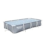 Bestway Steel Pro Rechteckiges oberirdisches Außenpool-Set mit DuraPlus-Auskleidung und FrameLink-System, 3,6 x 1,8 m x 66 cm, Grau