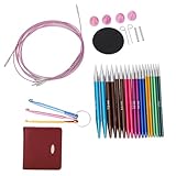 Zirkuläre Stricknadeln Set, Umtauschbare Rundstricknadeln 3.5 bis 8.0mm, Mit Aufbewahrungskoffer - Langlebiges Material, Vielseitige Größen, Ideal Für Stricken und Häkeln