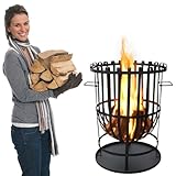 Robuster Feuerkorb Feuerstelle Eisen 55x40 cm Feuerschale mit Bodenplatte Ideal für Lagerfeuer, Garten & auf der Terrasse & HLKauf-Block