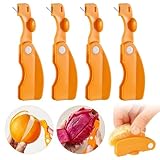 Orangenschäler,Bootoow 4Pcs Universalschäler,Multifunktional Orangenschneider Zitronenschäler Zitrusfrüchte-Schäler Fruchtschäler Plastikschäler Küchengeräte Zitrone Und Grapefruit Schälen,Schäler