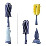 AiQInu Baby Flaschenbürste Set, Silikon Babyflaschenbürste 4 in 1, 360°-Reinigung ohne Sackgassen, BPA-frei, mit Weicher Bürste, Nippelbürsten-Strohreinige, Geeignet für Baby-Nippel und -Flaschen