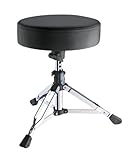 K&M 14010 Drummersitz Piccolino Schwarz, rund - Stahl, Kunstleder - niedriger höhenverstellbarer Schlagzeug-Hocker