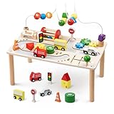 FMSKS 7-in-1-Aktivitätstisch Spieltisch Holz,Spieltisch Baby,Motorikspielzeug Mit Formensortierer, Motoriktisch Montessori ab 3 Jahr,Geschenke Zum Geburtstag Für Jungen Und Mädchen ab 36 Monaten