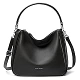 David Jones - Damen Schultertasche Hobo - Frau Umhängetasche PU Leder - Handtasche Top Griff Lange Henkel - Tasche Beuteltasche Mittelgroße - Shopper Einfache Klassische Leichte Elegante - Schwarz