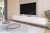 HAJDUK FURNITURE Wohnwand Weiß Full Hochglanz TV Lowboard 270 cm Hängeschrank TV Board Hängend Schrank Fernsehschrank TV Bank Wohnzimmer Möbel Modern Wandschrank