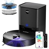 MONSGA Saugroboter mit Wischfunktion, 3.5L Staubsauger Roboter mit Absaugstation, 5000Pa Saugkraft,180Min Laufzeit, LiDAR Navigation, Starke Saugkraft ideal für Teppich und Tierhaare, APP Steuerung