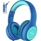 EarFun Kinder Kopfhörer mit Kabel, 85/94dB Lautstärkenbegrenzer, Faltbare, Einstellbar, Stereo Sound, HD-Mikrofon, Audio-Sharing, Over Ear Kinderkopfhörer für Schule/Reise/PC, Blau