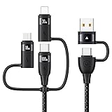 100W Multi USB Kabel, 6 in 1 Multi Ladekabel USB C Kabel PD 5A Schnellladekabel USB A/C auf USB C[100W] / iP[30W] / Micro[18W] Mehrfach Universal Ladekabel für Laptop Tablet Handy, 1.2M Schwarz