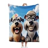 Dozrmey Kuscheldecke Flauschig 200x220 cm LäChelnder Hund, 3D Mikrofaser Flanell Schmusedecke Wohndecke Couchdecke Tagesdecke für Wohnzimmer, Schlafzimmer, Camping, Picknick L353-