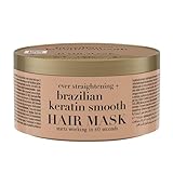 OGX Brazilian Keratin Smooth Hair Mask, glättende Haarmaske mit Keratin Protein, feuchtigkeitsspendende Haarpflege für krauses, lockiges oder welliges Haar, Anti Frizz Haarkur (300 ml)